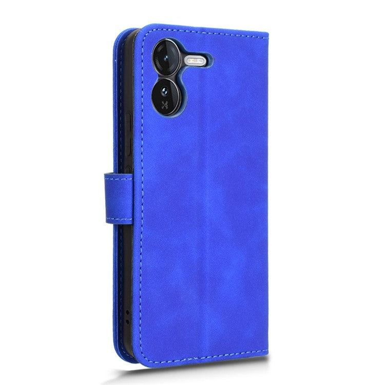 For vivo iQOO Z9 5G Leather Case Skin-Feel Anti-Drop Wallet Flip Phone Cover - Blue