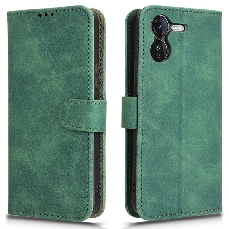 For vivo iQOO Z9 5G Leather Case Skin-Feel Anti-Drop Wallet Flip Phone Cover - Green