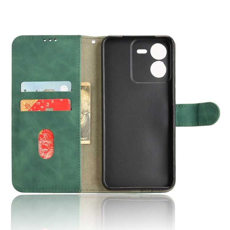 For vivo iQOO Z9 5G Leather Case Skin-Feel Anti-Drop Wallet Flip Phone Cover - Green