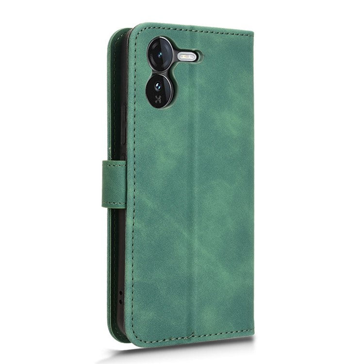 For vivo iQOO Z9 5G Leather Case Skin-Feel Anti-Drop Wallet Flip Phone Cover - Green