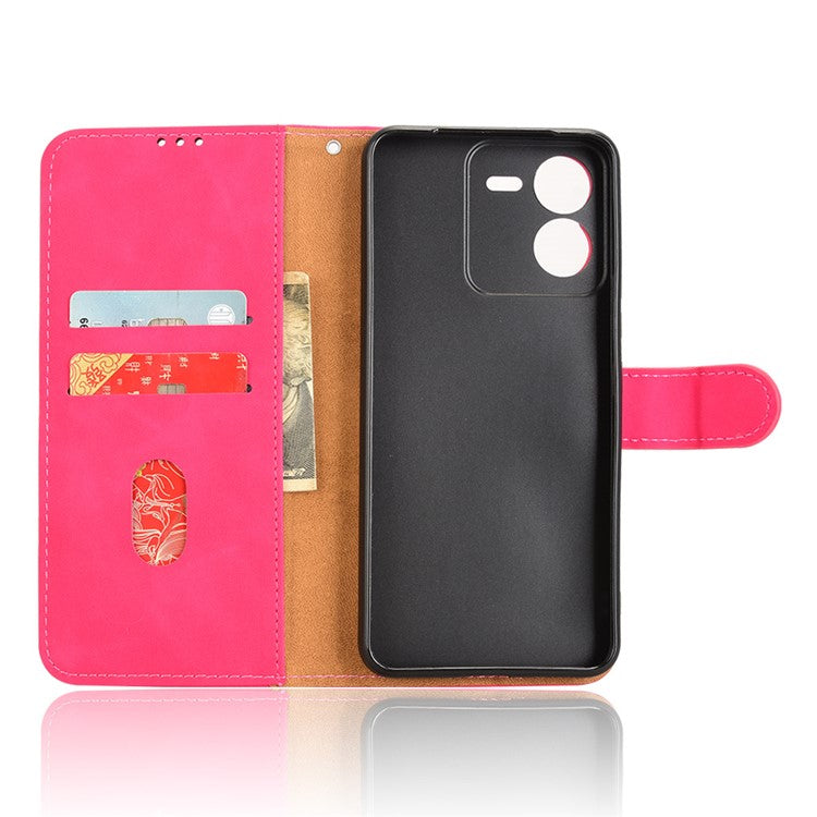 For vivo iQOO Z9 5G Leather Case Skin-Feel Anti-Drop Wallet Flip Phone Cover - Rose