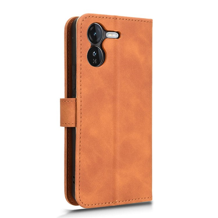 For vivo iQOO Z9 5G Leather Case Skin-Feel Anti-Drop Wallet Flip Phone Cover - Brown