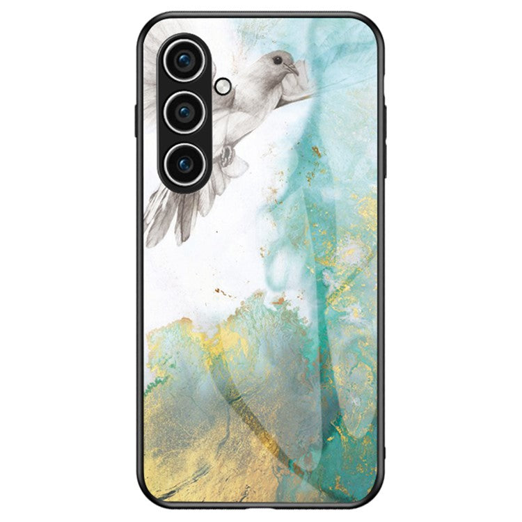 For Samsung Galaxy A56 5G Case Marble Pattern Tempered Glass+PC+TPU Protective Phone Cover - Flying Pigeon Marble