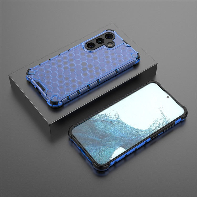 For Samsung Galaxy A36 5G Case PC+TPU Phone Cover Honeycomb Shape - Blue