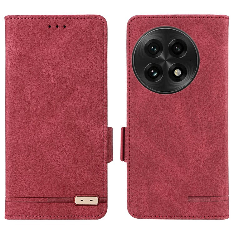 For OnePlus 13 Case Leather Wallet Flip Phone Cover with Hardware Decor - Rose