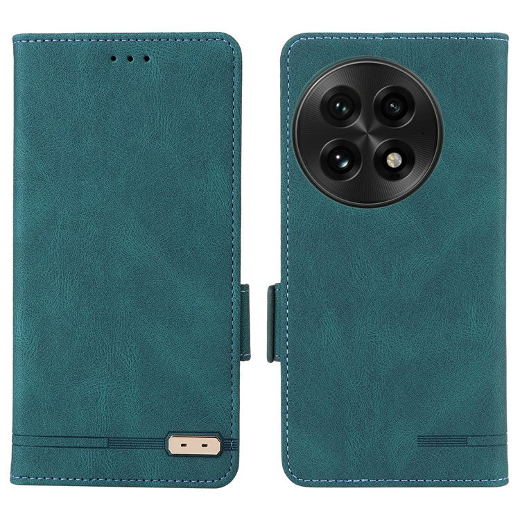 For OnePlus 13 Case Leather Wallet Flip Phone Cover with Hardware Decor - Blue