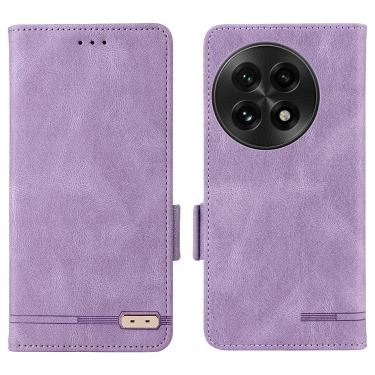 For OnePlus 13 Case Leather Wallet Flip Phone Cover with Hardware Decor - Purple