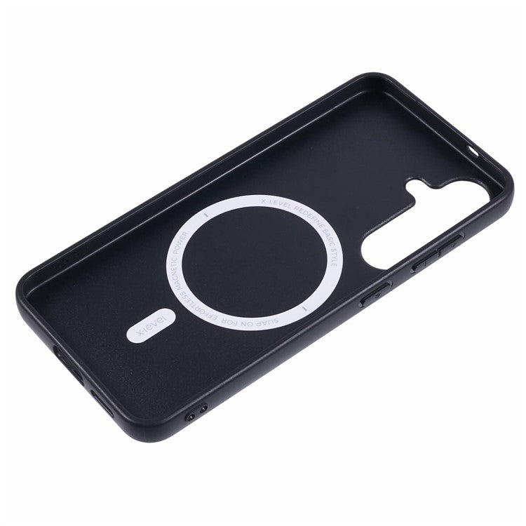 X-LEVEL For Samsung Galaxy S24+ Case Compatible with MagSafe PC+TPU+PU Phone Back Cover - Black