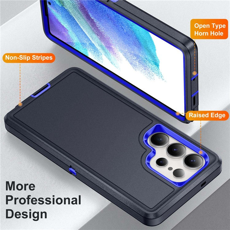 For Samsung Galaxy S25 Ultra Case PC+Silicone+EVA 3-in-1 Shockproof Phone Cover - Dark Blue+Sapphire