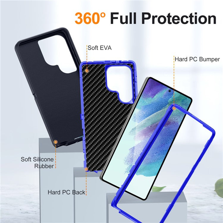 For Samsung Galaxy S25 Ultra Case PC+Silicone+EVA 3-in-1 Shockproof Phone Cover - Dark Blue+Sapphire