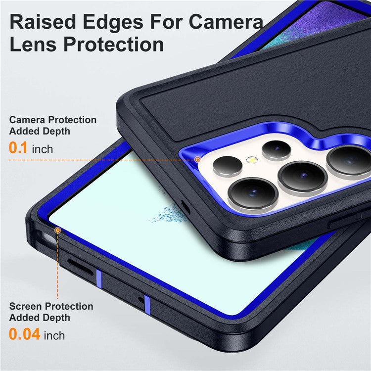 For Samsung Galaxy S25 Ultra Case PC+Silicone+EVA 3-in-1 Shockproof Phone Cover - Dark Blue+Sapphire