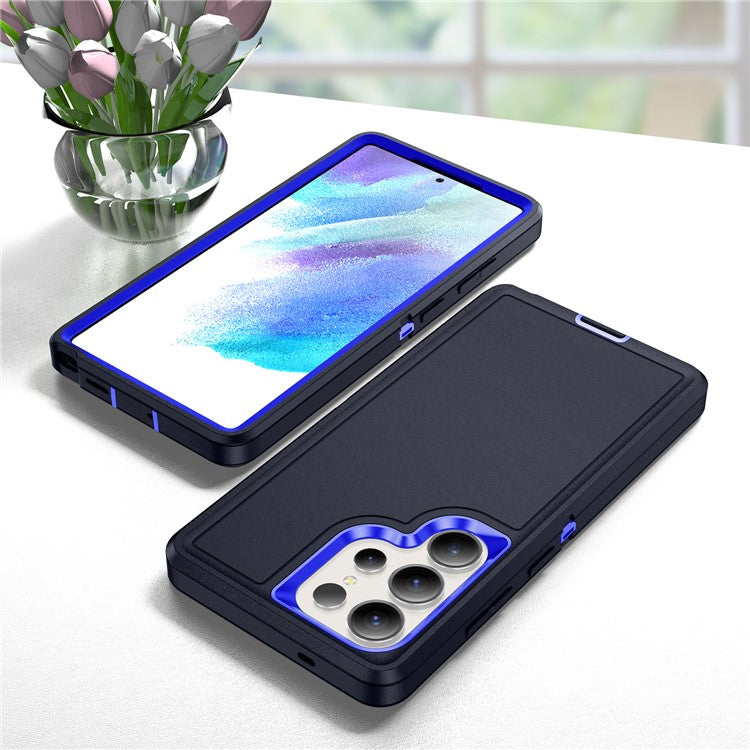 For Samsung Galaxy S25 Ultra Case PC+Silicone+EVA 3-in-1 Shockproof Phone Cover - Dark Blue+Sapphire