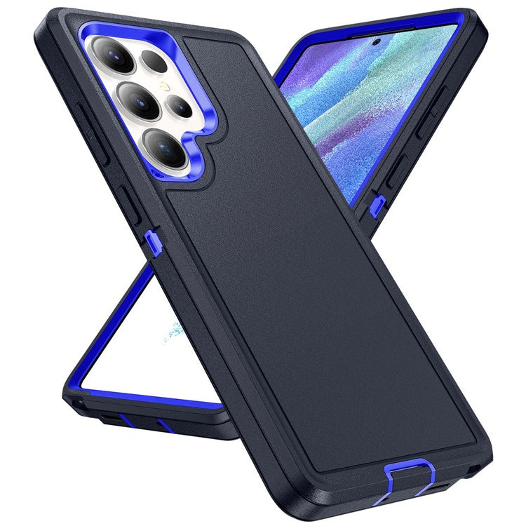 For Samsung Galaxy S25 Ultra Case PC+Silicone+EVA 3-in-1 Shockproof Phone Cover - Dark Blue+Sapphire