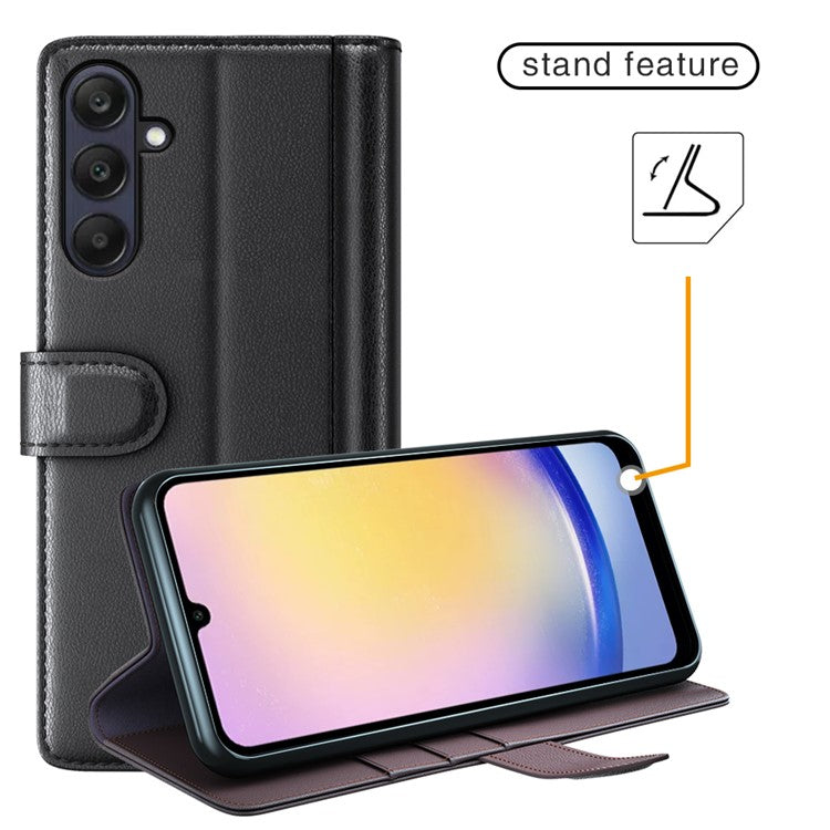 For Samsung Galaxy A26 5G Case Genuine Split Leather Phone Cover Wallet Card Slot - Black