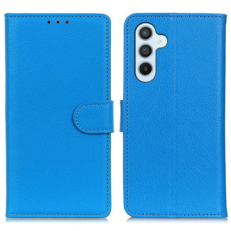 For Samsung Galaxy A56 5G Wallet Case PU Leather Phone Cover Litchi Texture - Blue