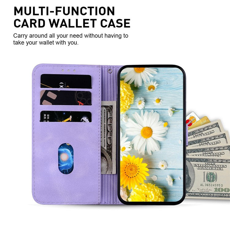 For Samsung Galaxy A26 5G Case Lily Flower Imprint Leather Phone Cover with Stand - Purple