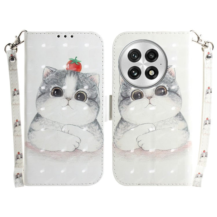 For OnePlus 13 Case Pattern Printing Leather Wallet Phone Cover - Cute Cat