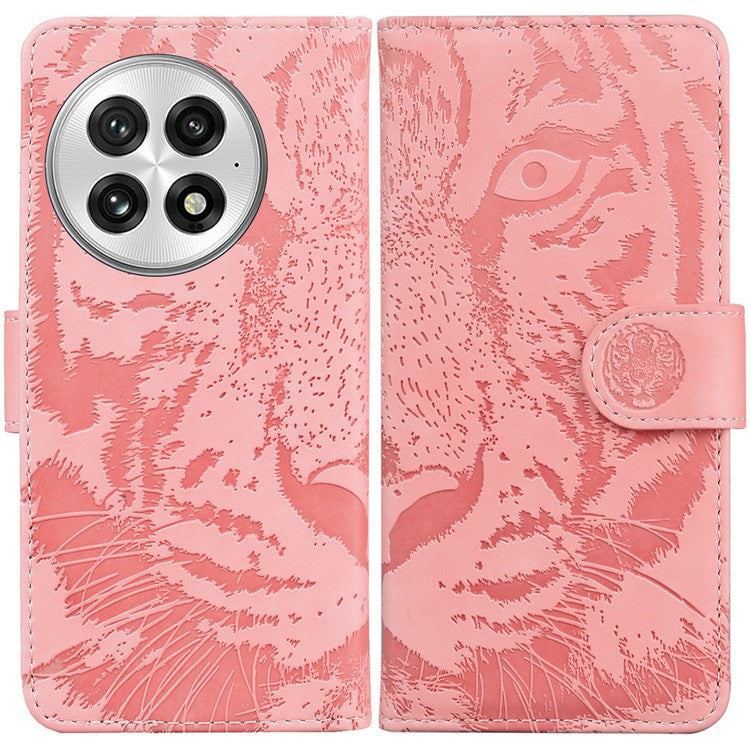 For OnePlus 13 Case Tiger Imprint Leather Wallet Phone Cover - Pink