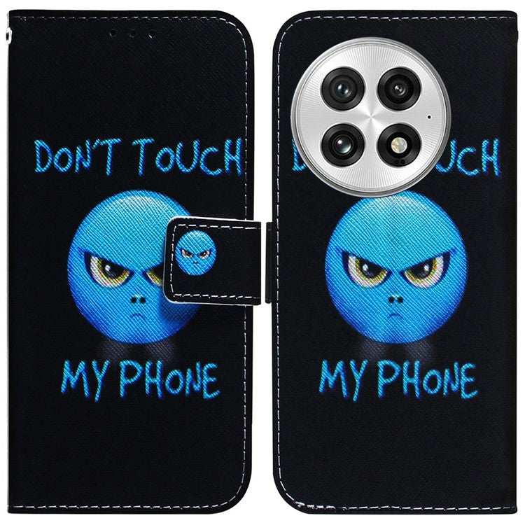 For OnePlus 13 Wallet Case Pattern Print Leather Phone Cover - Don't Touch My Phone