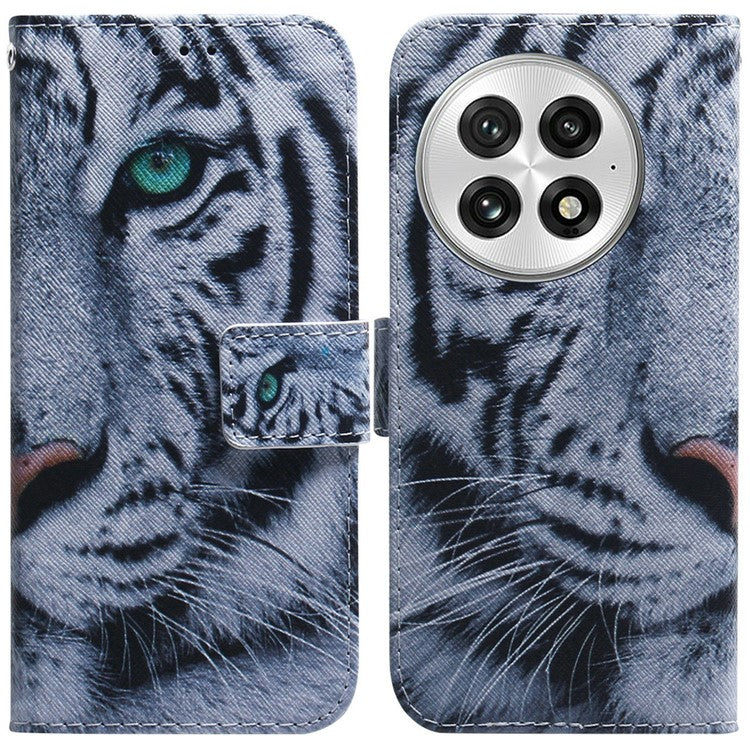 For OnePlus 13 Wallet Case Pattern Print Leather Phone Cover - Tiger