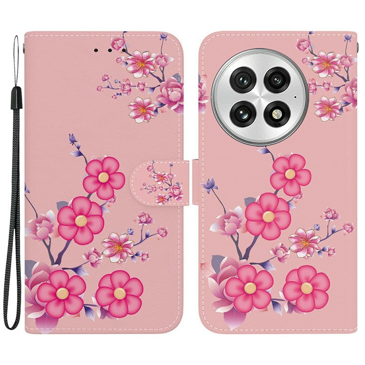 For OnePlus 13 Wallet Phone Case Anti-Drop Leather Flip Cover Pattern Printing - Sakura