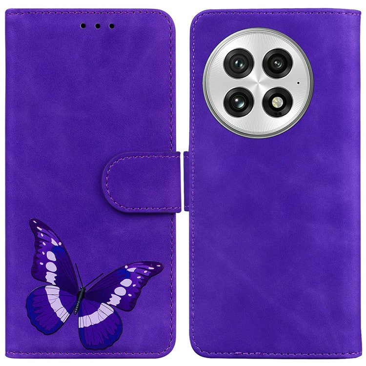 For OnePlus 13 Stand Case PU Leather Phone Cover Butterfly Printed - Purple