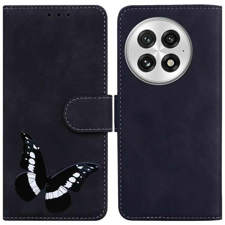 For OnePlus 13 Stand Case PU Leather Phone Cover Butterfly Printed - Black