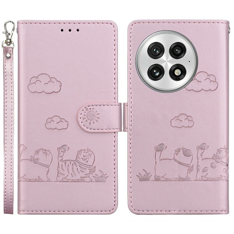 For OnePlus 13 Case RFID Blocking Kitten Pattern TPU+PU Leather Phone Cover - Pink