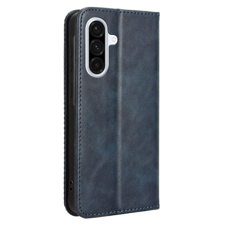 For Samsung Galaxy A36 5G Leather Case Wallet Stand Retro Texture Phone Cover - Blue