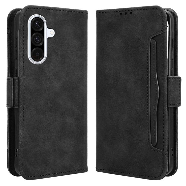 For Samsung Galaxy A36 5G Leather Case Phone Wallet Cover with Multiple Card Slots - Black