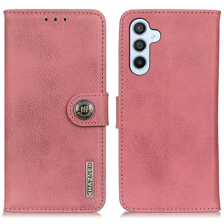 KHAZNEH For Samsung Galaxy A56 5G Wallet Case Cowhide Texture Leather Flip Phone Cover - Pink