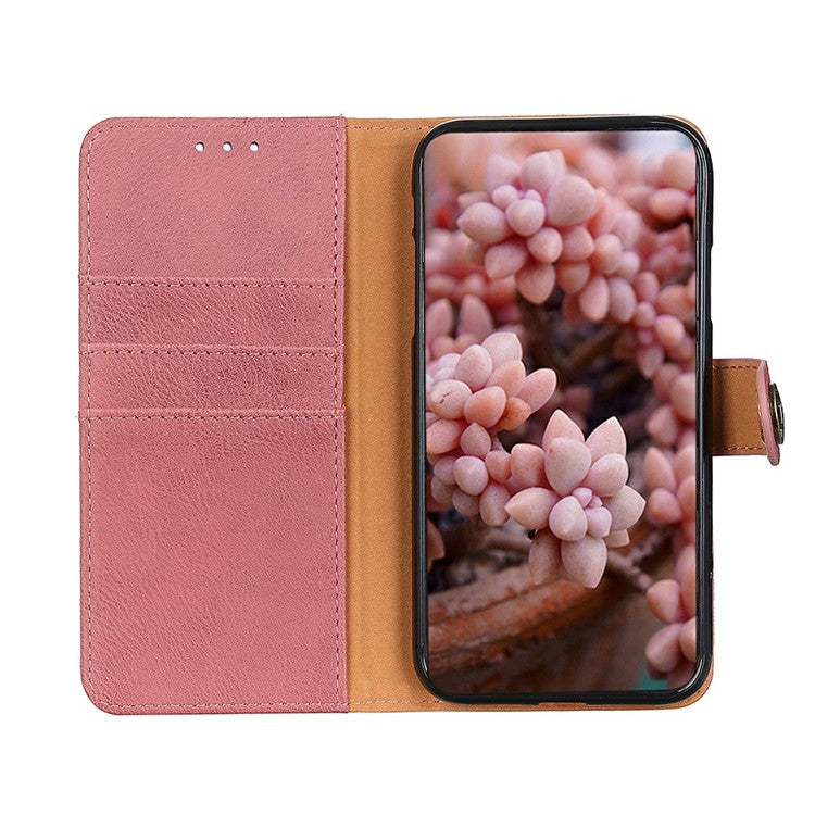 KHAZNEH For Samsung Galaxy A56 5G Wallet Case Cowhide Texture Leather Flip Phone Cover - Pink