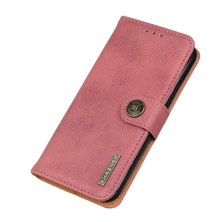 KHAZNEH For Samsung Galaxy A56 5G Wallet Case Cowhide Texture Leather Flip Phone Cover - Pink