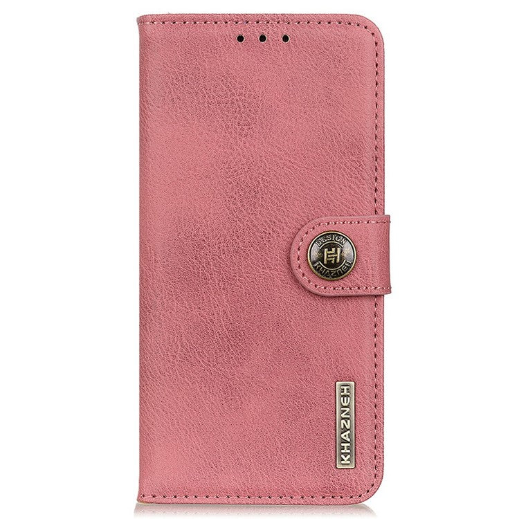 KHAZNEH For Samsung Galaxy A56 5G Wallet Case Cowhide Texture Leather Flip Phone Cover - Pink