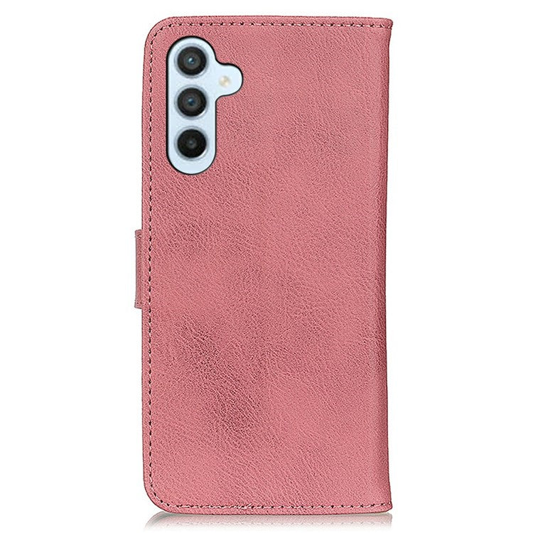 KHAZNEH For Samsung Galaxy A56 5G Wallet Case Cowhide Texture Leather Flip Phone Cover - Pink