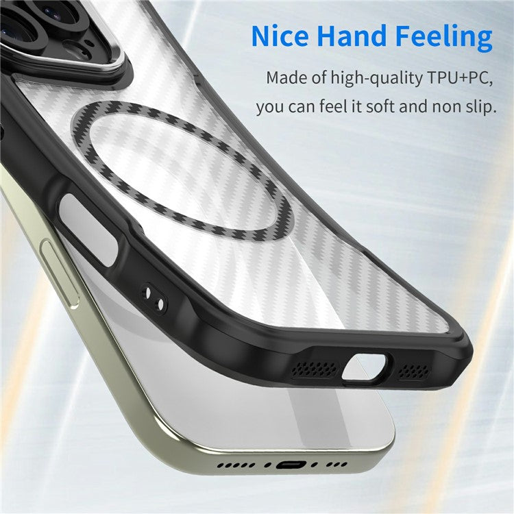 For Samsung Galaxy S25 Ultra Case Compatible with MagSafe TPU+PC Phone Cover Carbon Fiber - Black