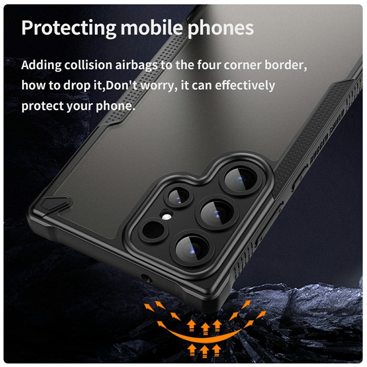 For Samsung Galaxy S23 Ultra Case PC+TPU Frosted Phone Back Cover - Black