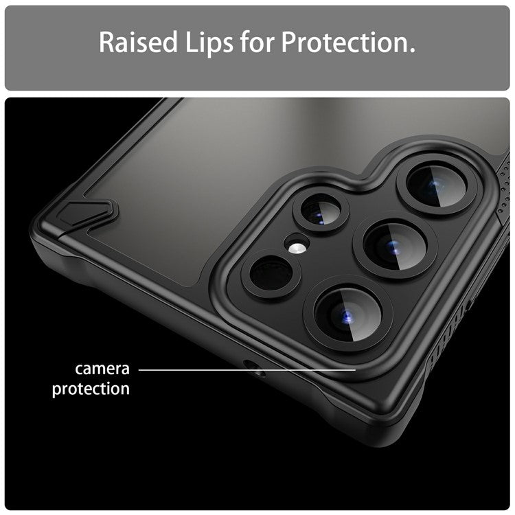 For Samsung Galaxy S23 Ultra Case PC+TPU Frosted Phone Back Cover - Black