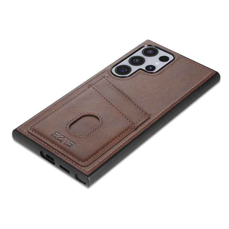 AZNS K1 Series For Samsung Galaxy S25 Ultra Case Calf Texture Anti-Drop PU+TPU Phone Cover - Coffee