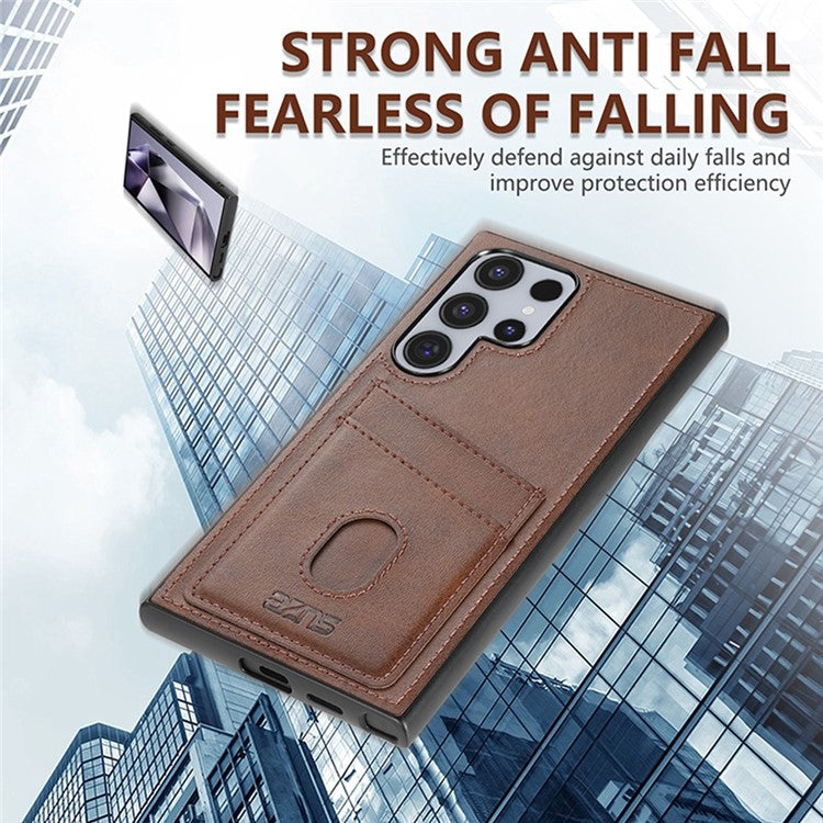 AZNS K1 Series For Samsung Galaxy S25 Ultra Case Calf Texture Anti-Drop PU+TPU Phone Cover - Coffee