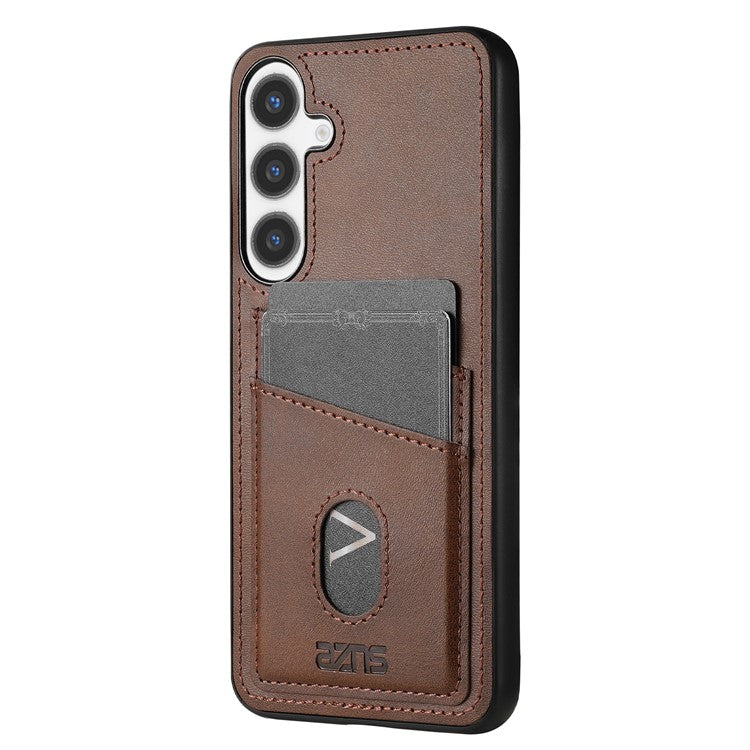 AZNS K1 Series For Samsung Galaxy S25 Case Calf Texture Anti-Drop PU+TPU Phone Cover - Coffee