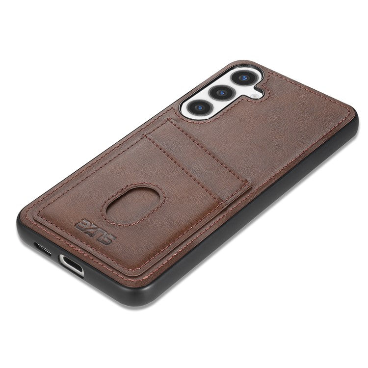 AZNS K1 Series For Samsung Galaxy S25 Case Calf Texture Anti-Drop PU+TPU Phone Cover - Coffee