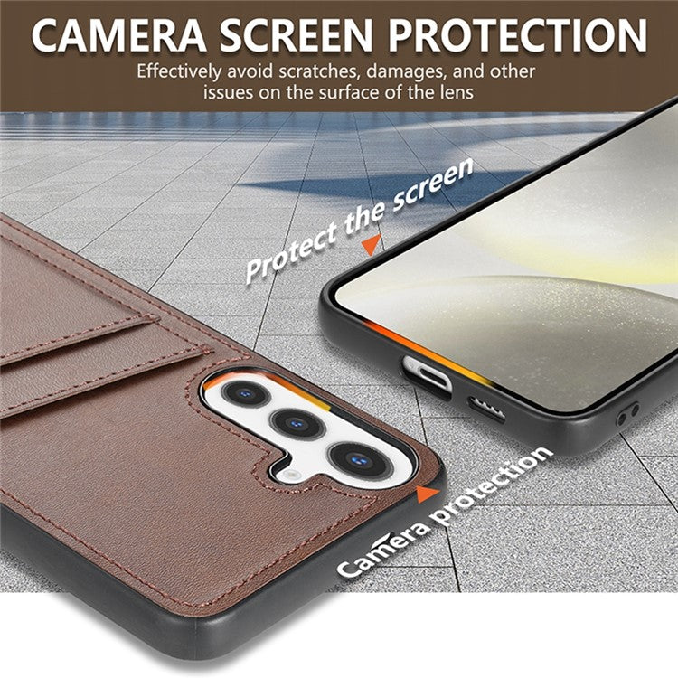 AZNS K1 Series For Samsung Galaxy S25 Case Calf Texture Anti-Drop PU+TPU Phone Cover - Coffee