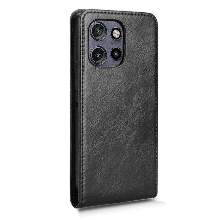 Phone Case For Motorola Thinkphone 25 5G  /  Moto S50 5G  /  Edge 50 Neo 5G with Card Slot Magnetic Vertical Flip Leather Cover - Black