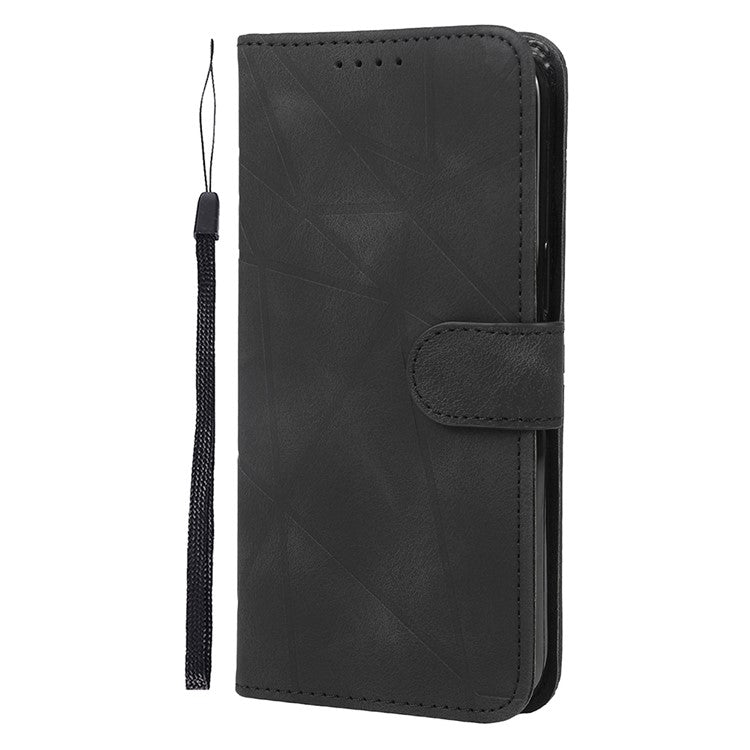 Stand Phone Case for Xiaomi Poco C75 4G / Redmi 14R 5G / 14C 4G Line Pattern Leather Cover - Black