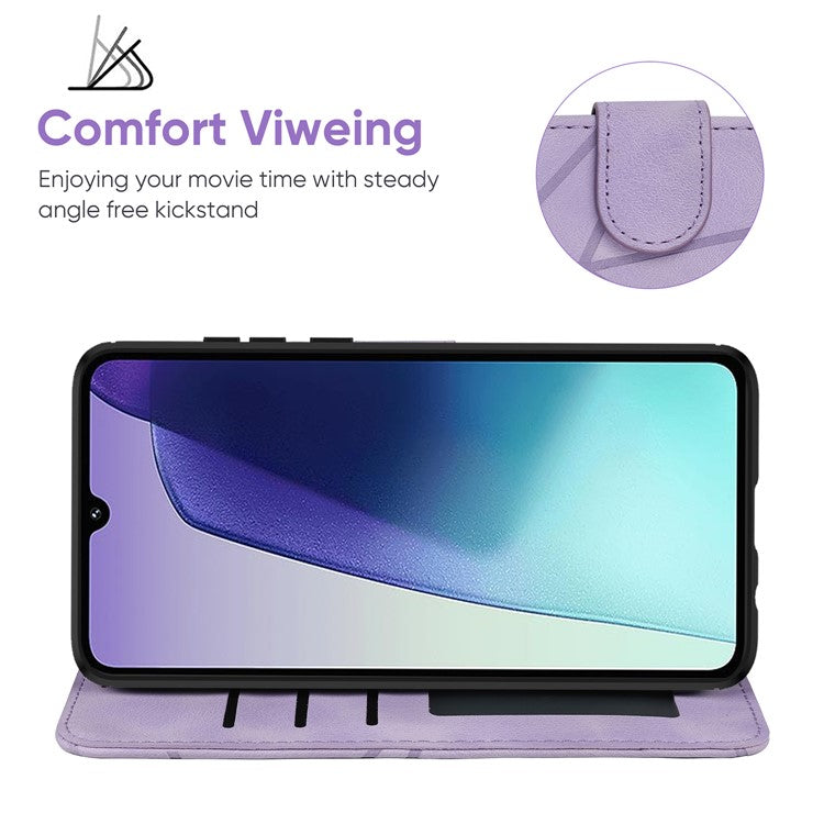 Stand Phone Case for Xiaomi Poco C75 4G / Redmi 14R 5G / 14C 4G Line Pattern Leather Cover - Purple