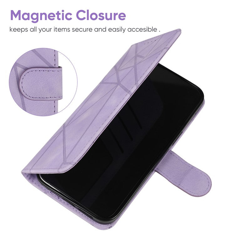 Stand Phone Case for Xiaomi Poco C75 4G / Redmi 14R 5G / 14C 4G Line Pattern Leather Cover - Purple