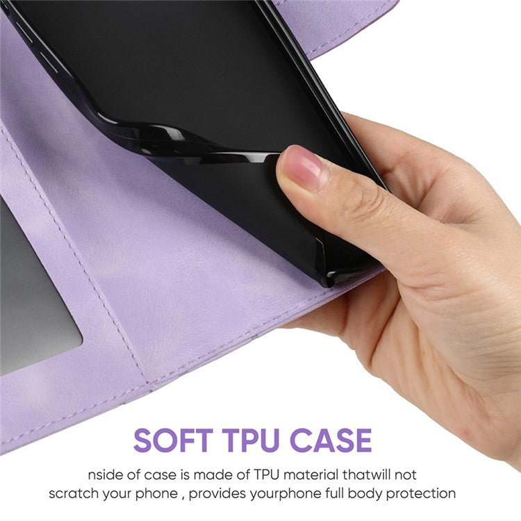 Stand Phone Case for Xiaomi Poco C75 4G / Redmi 14R 5G / 14C 4G Line Pattern Leather Cover - Purple