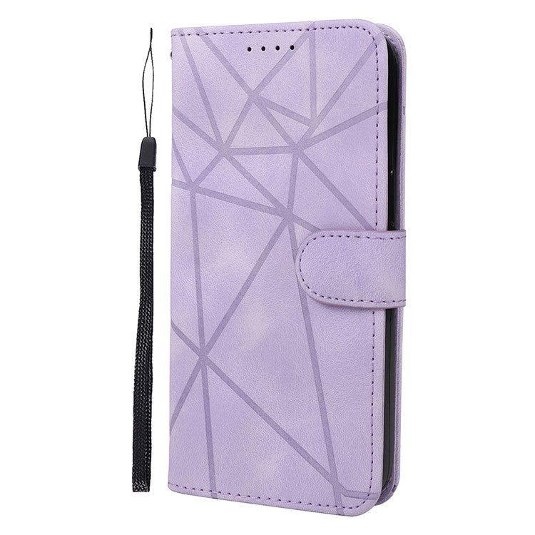 Stand Phone Case for Xiaomi Poco C75 4G / Redmi 14R 5G / 14C 4G Line Pattern Leather Cover - Purple