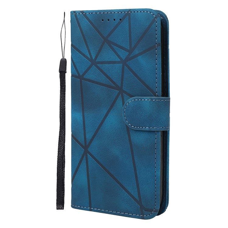 Stand Phone Case for Xiaomi Poco C75 4G / Redmi 14R 5G / 14C 4G Line Pattern Leather Cover - Blue